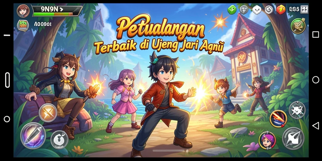 Tampilan gameplay 9N9N yang penuh aksi dan karakter Anime.