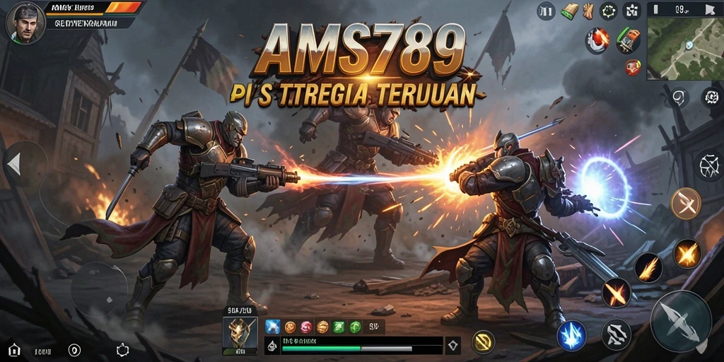 Screenshot utama menunjukkan pertempuran strategis yang mendebarkan.