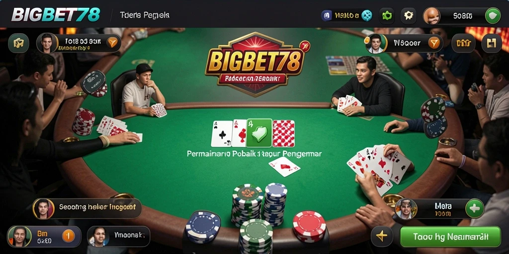 Tampilan gameplay menarik dari BIGBET78 dengan meja Poker yang penuh aksi.
