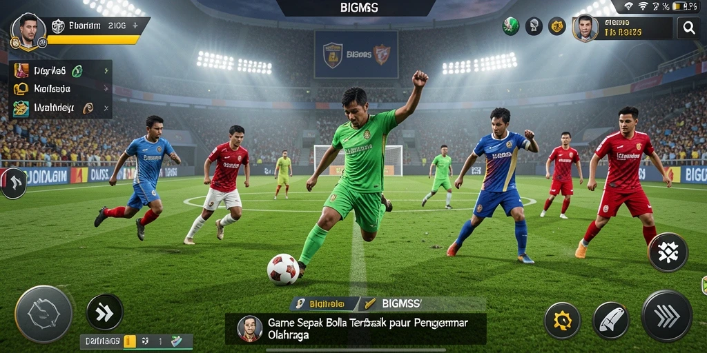 Screenshot utama menampilkan aksi seru dalam pertandingan Football.