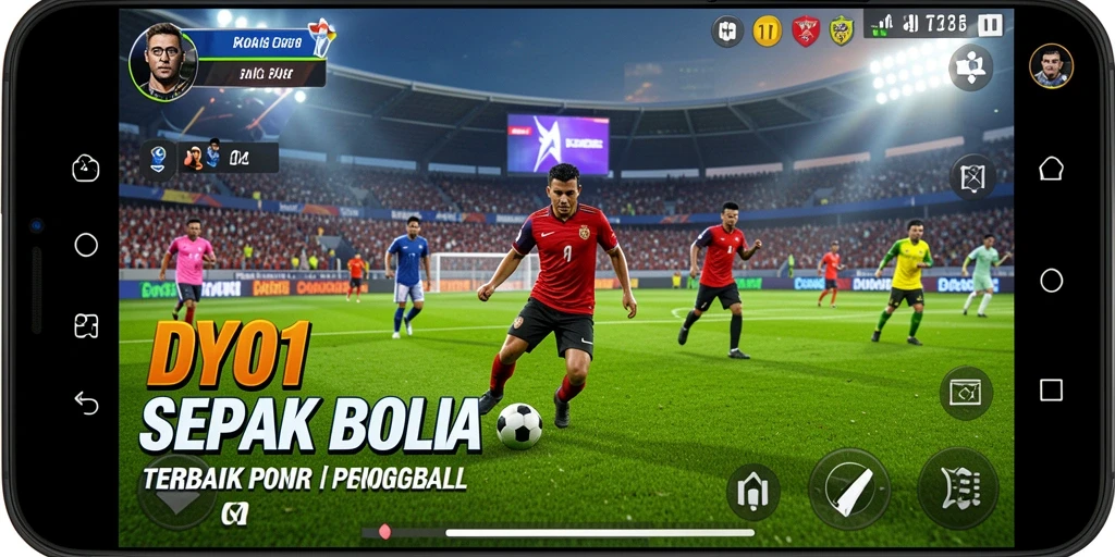 Screenshot gameplay DY01 menampilkan aksi sepak bola yang intens dan realistis.
