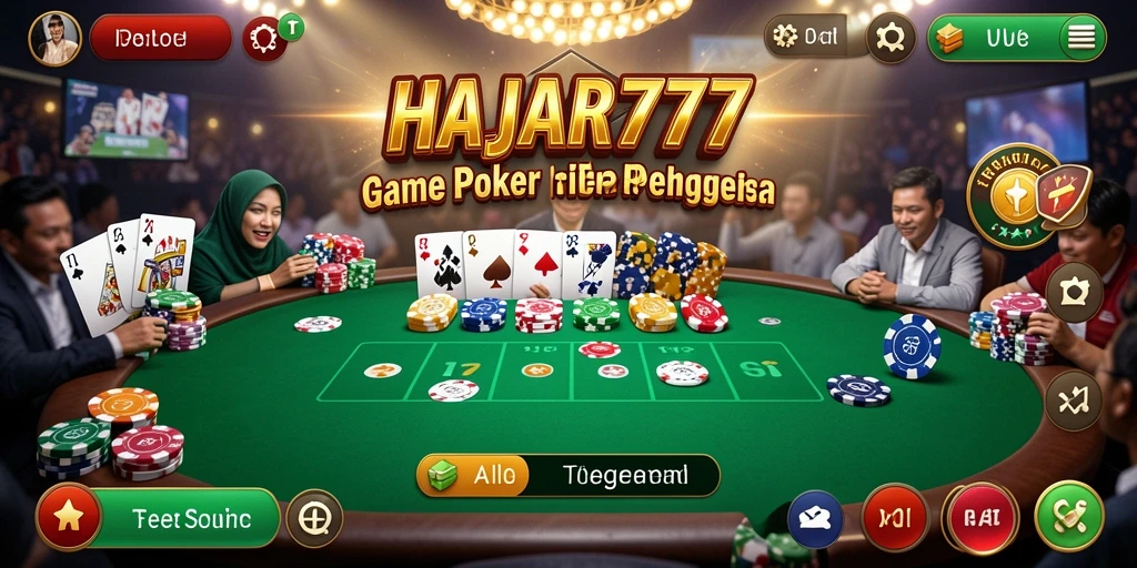 Tampilan gameplay HAJAR777 yang menegangkan dalam permainan Poker.