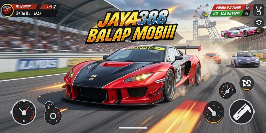 Screenshot gameplay JAYA388 menampilkan aksi balap yang mendebarkan.