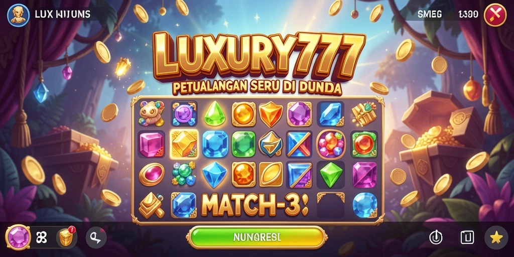 Tampilan gameplay menawan LUXURY777 dengan objek warna-warni.