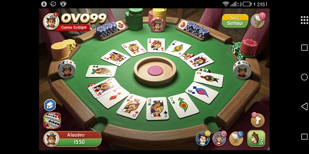 Tampilan gameplay OVO99 yang menarik dan interaktif saat bermain Gaple.