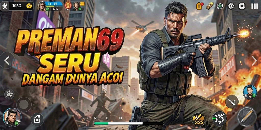 Screenshot utama PREMAN69 menampilkan karakter dalam pertarungan seru.