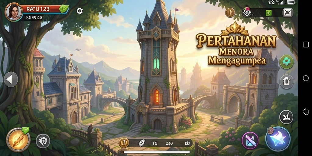 Screenshot gameplay Tower Defense yang mengasyikkan di RATU123.