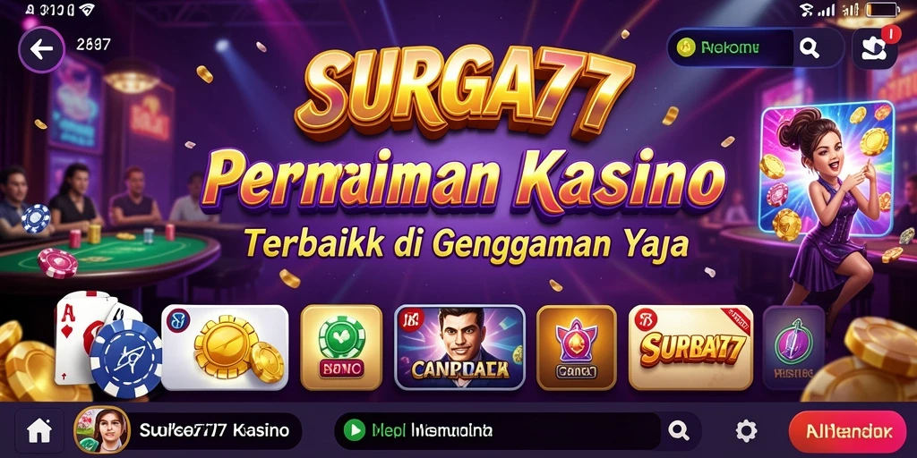 Screenshot utama SURGA77 menampilkan permainan Kasino yang seru dan mendebarkan.