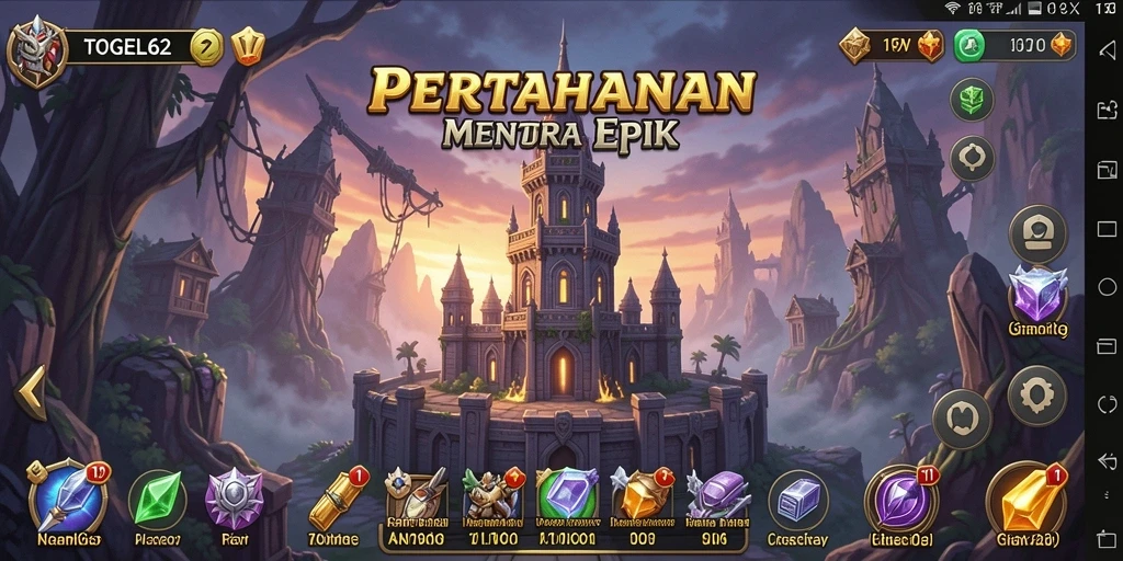 Screenshot gameplay TOGEL62 menampilkan pertahanan menara yang strategis.
