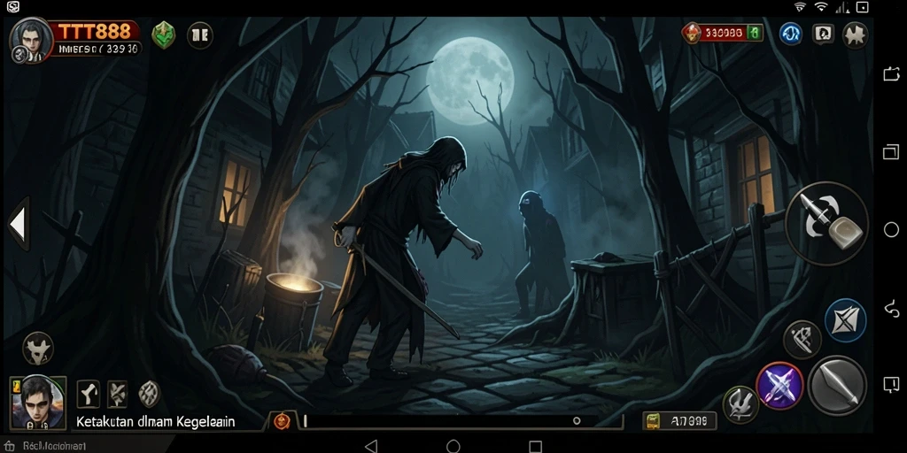 Screenshot gameplay TTT888 menampilkan suasana Horror yang mencekam.