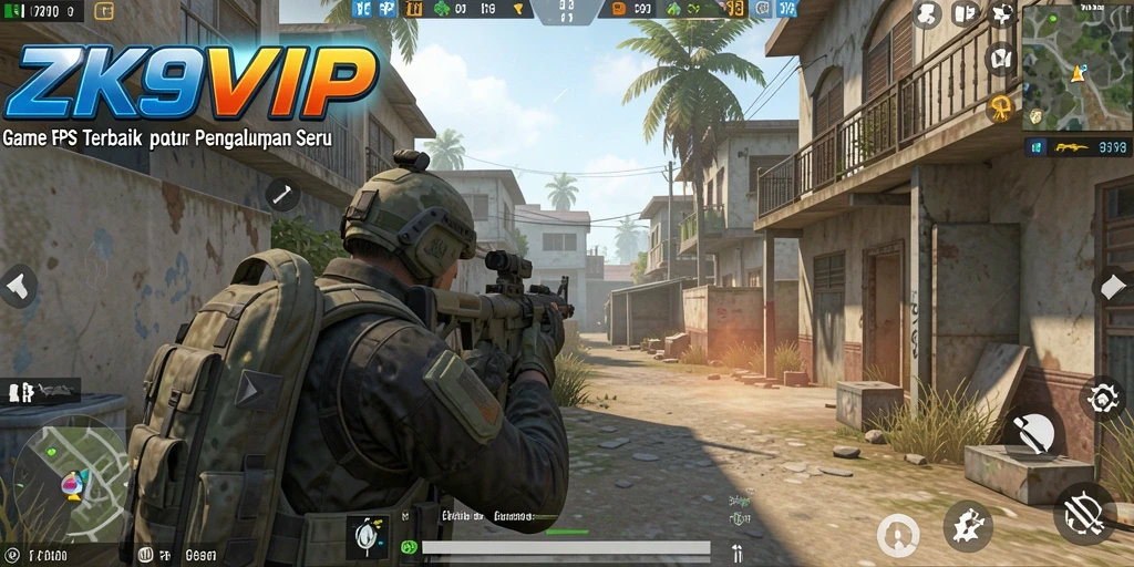 Screenshot gameplay seru ZK9VIP dengan aksi menembak yang mendebarkan.